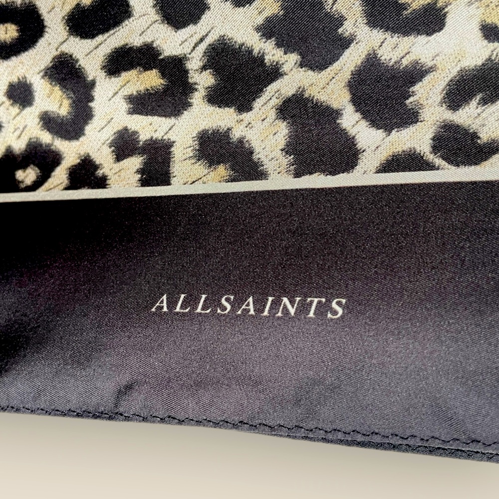 HUGE AllSaints leopard animal print BROWN silk scarf wrap shawl NWT $150 - Picture 3 of 7